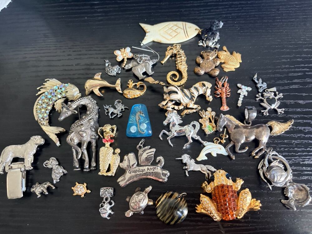 Animal Jewelry Lot Wearable & Broken Great For Crafts & Repurposing. New & Vint